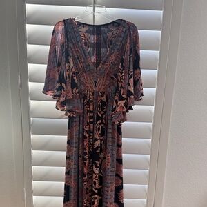 Free People Black and Pink Maxi Dress